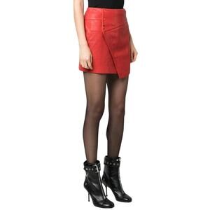 Zadig & Voltaire Mini Skirt Red Leather Size 36 Small NWT Baddie Punk Emo Grunge